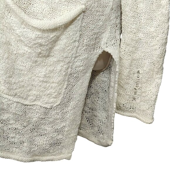 BKE Knit Cardigan Sweater Duster Button Up Women Size XS Cream Pink Pockets - Picture 4 of 7